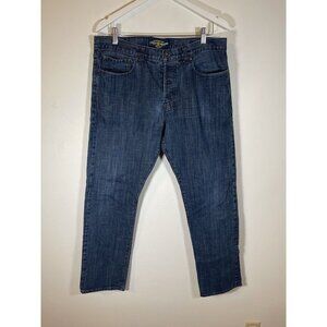 Lucky Brand 121 Jeans Mens 36x32 Heritage Slim Buttonfly Denim Dark Wash Blue